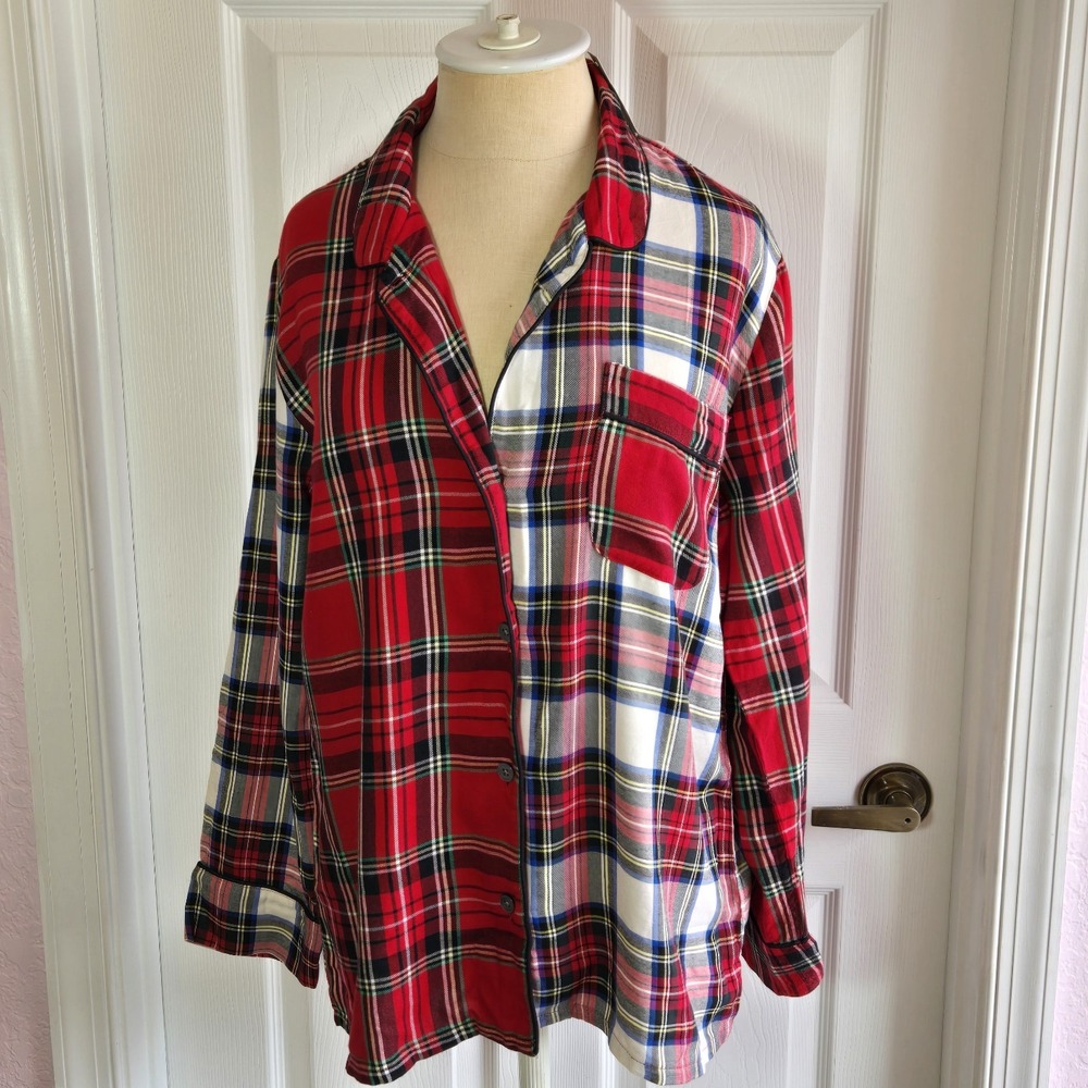 J.Crew Holiday Plaid Pajama Sleep Shirt Size S Long Sleeve New With Tags